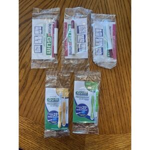 Gum Trav-ler & Proxabrush Go In Between Mini Travel Toothbrush Set Lot 5 Pieces